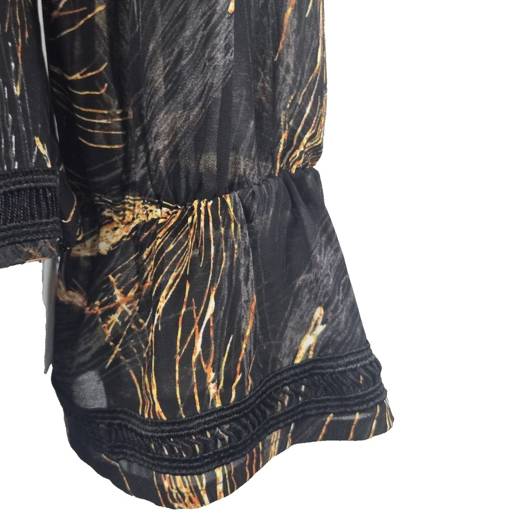 AIDEN Black Print Chiffon Twist Ruffle Shell Top Size Small S - Picture 6 of 8